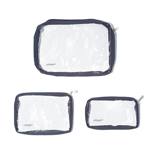 Baggallini Clear Travel Pouches - 3-Piece Cosmetic Bags Set - Lightweight Water Resistant Travel Essential