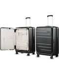 LUGGEX Checked Suitcase with Spinner Wheels, FLO5 Top Opening Expandable Polycarbonate Hard Shell Suitcase with TSA Approved Lock (FX-Core, Black, 28 Inch)
