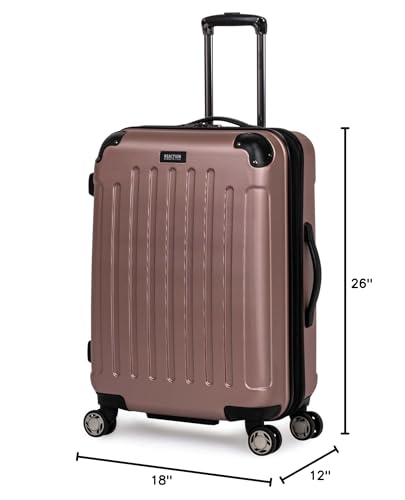 Kenneth Cole REACTION Renegade Luggage Expandable 8-Wheel Spinner Lightweight Hardside Suitcase, Rose Gold, 24-Inch Checked