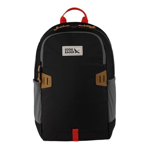 Eddie Bauer University Backpack 22L | Everyday Carry | Work | Travel | Commuter | Padded Laptop Sleeve | Stretch Bottle Pockets | Lightweight | Durable - Black
