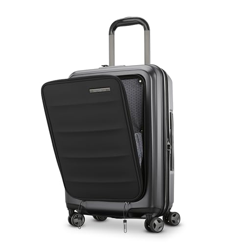 Samsonite Octiv Lightweight Hardshell 21-Inch Pro Carry-On Luggage - Durable & Impact Resistant, 360° Aero Trac Spinner Wheels, Adjustable Handle, Expandable Suitcase, TSA Approved Lock - Black