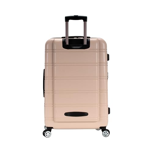 Rockland Melbourne Hardside Expandable Spinner Wheel Luggage, Checked Large 28", Champagne