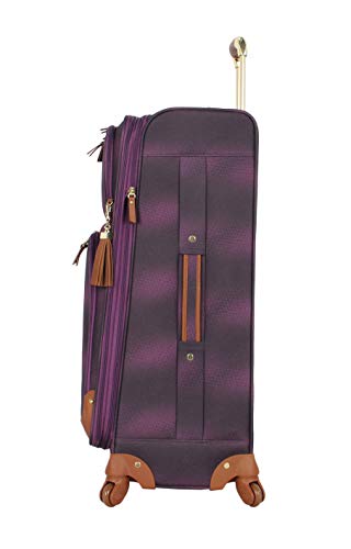 Steve Madden Designer Luggage Collection - Lightweight 28 Inch Expandable Softside Suitcase - Durable Rolling 4-Spinner Wheels Checked Bag (Shadow Purple) (Shadow Purple)