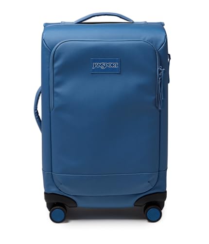 JanSport Good Latitude Carry On Spinner Suitcase - 42L Water Resistant Travel Luggage with 16 Inch Laptop Sleeve - Durable Lightweight Rolling Hardside Softside Carry-on Bag, Elemental Blue