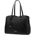 LOVEVOOK Laptop Tote Bag for Women, Work Bags Laptop Bag Teacher Tote Bag, Leather Computer Bag Large Purses Handbag Professional Briefcase, Black, Fits 15.6 Inch Laptop, Black