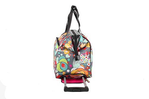 Lily Bloom Pattern 22 Inch Duffel Bag with 2-Rolling Wheels, Weekender Overnight Travel Lightweight Carry-On Suitcase For Women