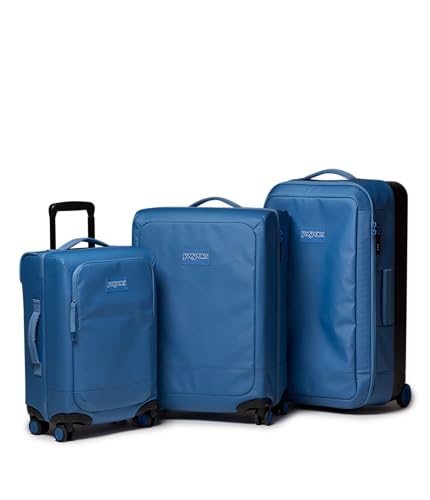 JanSport Good Latitude Carry On Spinner Suitcase - 42L Water Resistant Travel Luggage with 16 Inch Laptop Sleeve - Durable Lightweight Rolling Hardside Softside Carry-on Bag, Elemental Blue