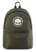 Harley-Davidson Rugged Willie G Skull Graphic Durable Backpack, Army Green