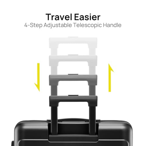 NINETYGO Carry On Luggage 22x14x9 Airline Approved, 20 Inch Luggage with Smooth Spinner Wheels, Lightweight, Hard Shell PC Suitcase Carry-On, Travel Luggage, TSA Approved (Black, Rhine Basic)