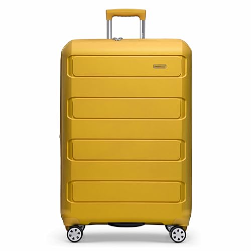 Traveler's Choice Pagosa Hardshell Expandable Luggage with Spinner Wheels, Yellow, 30-Inch Large