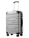 Coolife Hardside Carry-On Luggage with TSA Lock, Spinner Wheels, Telescopic Handle, Lightweight Suitcase (Silver, S(20in_carry on))