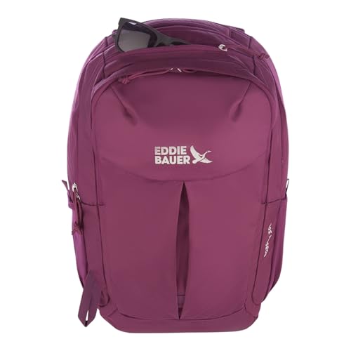 Eddie Bauer Robson Backpack 30L | Everyday Carry | Work | Travel | Commuter | Padded Laptop Sleeve | Stretch Bottle Pockets | Lightweight | Durable - Dark Purple