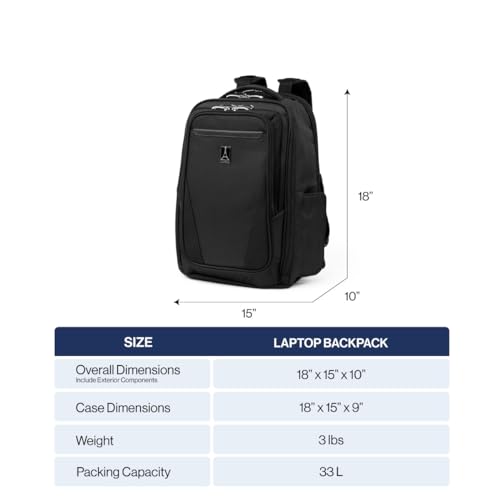 Travelpro Maxlite Lightweight Laptop Backpack, Fits 15" Laptop & 11" Tablet, Water-Resistant, 18-Inch — Black