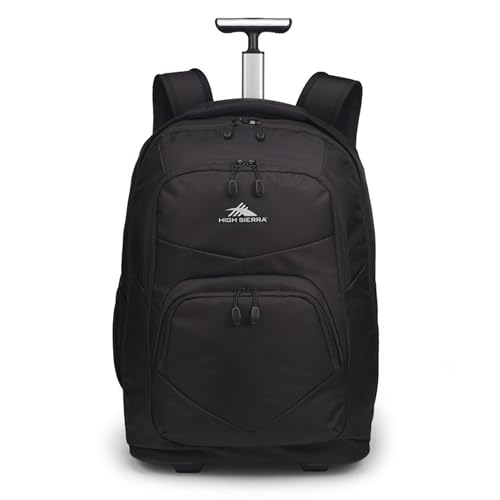 High Sierra Freewheel Pro Wheeled Backpack, Rolling Laptop Bag for Travel, Fits most 15” Laptops, 40L, Black