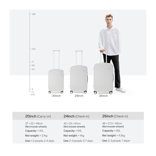 YOYDHVMKR Mixi Striped Travel Luggage 20 Inch Cabin Size Luggage Lightweight Hand Carry Case Rolling Wheel PC Suitcase 24 26 Inch M9273(D,20Inches 500mm)