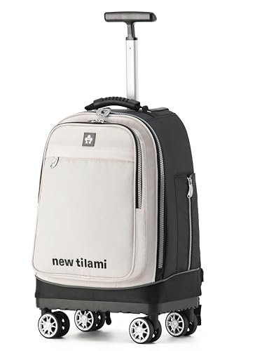NEW TILAMI 19 Inch Rolling Backpack 4 Spinner Wheels for School Travel, White