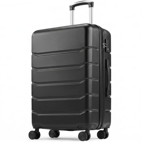 Relyblo 28-Inch Hardside Luggage - Lightweight Expandable Checked Suitcase with TSA Lock and 360 Spinner Wheels, Black