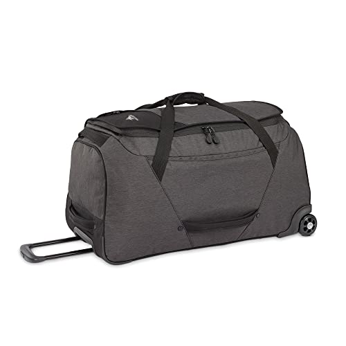 High Sierra Forester 28 Inch Roomy Water Resisting Wheeled Duffel w/Padded Grab Handles, Interior Cross Straps, & Easy to Clean Interior, Black Heather