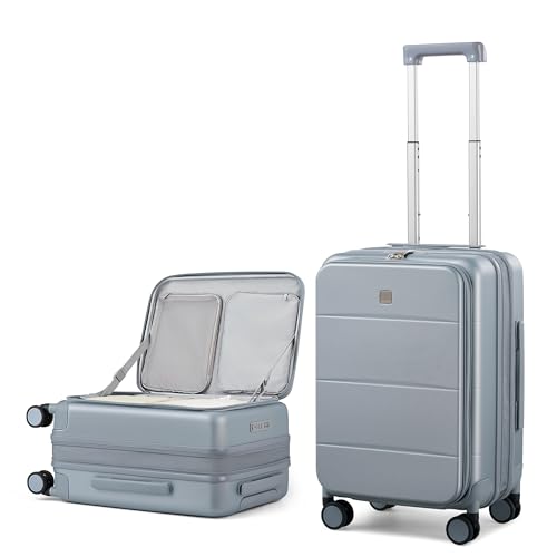 MILADA 20-Inch Expandable Carry On Luggage, Hard Shell Top-Opening Luggage with Wheels, TSA-Approved Small Travel Bag for Men and Women Carry-On Suitcase, Grey