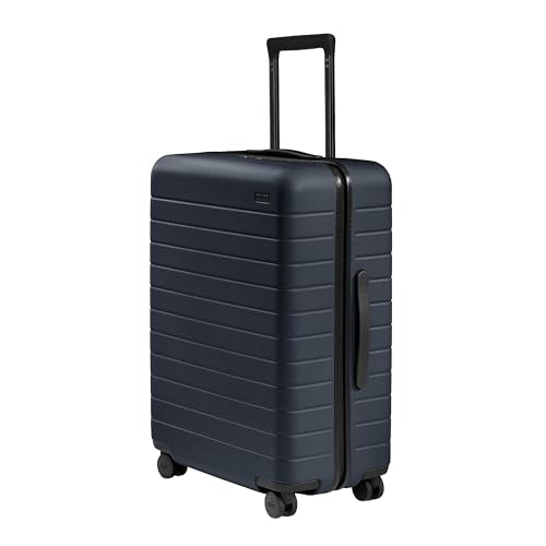 Away Medium Checked Luggage - 26-Inch Lightweight Hardside Suitcase with Custom WhisperGlide 360° Wheels, Interior Compression System, TSA-Accepted Lock - Navy Blue
