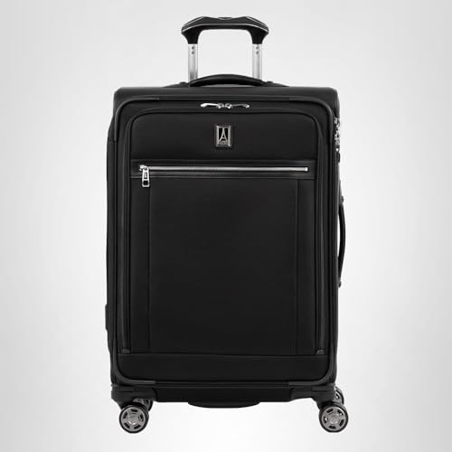 Travelpro Platinum Elite Softside Expandable Carry on Luggage, 8 Wheel Spinner Suitcase, USB Port, Suiter, Men and Women, Shadow Black, Carry On 21-Inch