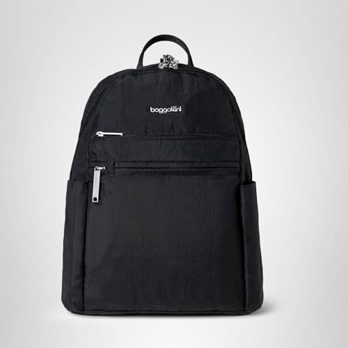 Baggallini Securtex® Anti-theft Vacation Travel Backpack 10x13 Slash-Resistant Nylon Daypack w/RFID, Black