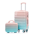 Clyrava 20 Inch Blue+Pink Carry on Kids Luggage Set of 2 with Spinner Wheels and 14" Cosmetic Case, Hardshell Small Suitcases with Combination Lock, Checked Luggage for Travel Men and Women