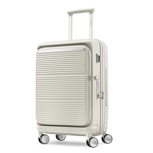 Samsonite Paralux Carry-On Luggage - Innovative Design - Quick Access Front Pocket - Dual Suspension Wheel Technology - TSA Lock - Expandable - Includes Removable Packing Cubes - Stone Grey