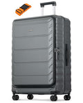 CENSIEN Checked Luggage, 28 Inch Luggage with Spinner Wheels, Large Suitcase with Lightweight PC Hard Shell, Aluminum Frame, Top Opening, YKK Zipper, TSA Lock (Grey, 1PC)