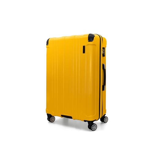 Gabbiano Bravo Expandable Hardside Suitcases with Spinner Wheels, Rolling Travel Bag Bundle, Lightweight ABS Hardshell, 3-Piece Hardside Luggage Set (Yellow, Medium 29")