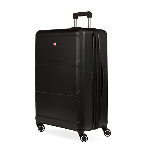 SwissGear 8090 Hardside Expandable Luggage with Spinner Wheels, Black, Checked-Large 28-Inch