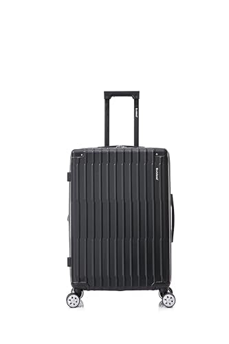 Rockland Costa Mesa 3 Piece Luggage Set, 2 Piece Hard Case Upright Luggages with Spinner Wheels and a 14" Polyester Tote Bag, (20"/24"/14" Tote), Black
