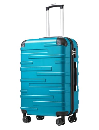 Coolife Hardside Carry-On Luggage with TSA Lock, Spinner Wheels, Telescopic Handle, Lightweight Suitcase (Lake Blue, S(20in_carry on))