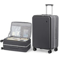 mixi 26 Inch Large Checked Luggage PC Hard Shell Suitcase Top Opening Aluminum Frame Travel Suitcases with Wheels, Rock Gray