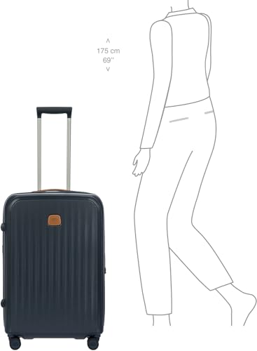 Bric's Taormina Ultra-Light Checked Luggage – Expandable Hard Shell Suitcase with TSA Lock, Anti-Tamper Zippers & 360 Spinner Mobility Wheels - 27 Inch, Blue