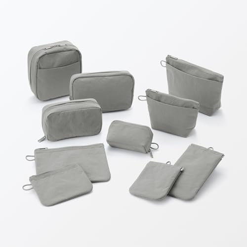 MUJI Wrinkled Nylon Small Flat Pouch Gray For Travel