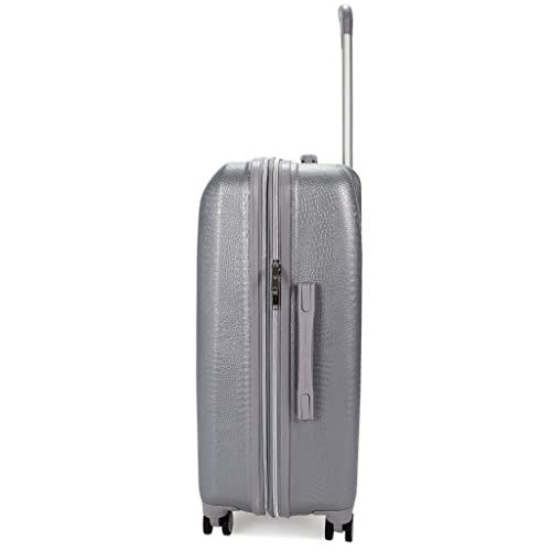 Badgley Mischka Snakeskin 3 Piece Expandable Luggage Set, Silver