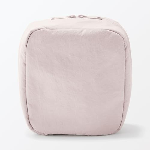 MUJI Rumpled Nylon Wide-Open Pouch - Square Cosmetic Bag For Travel In Dark Gray