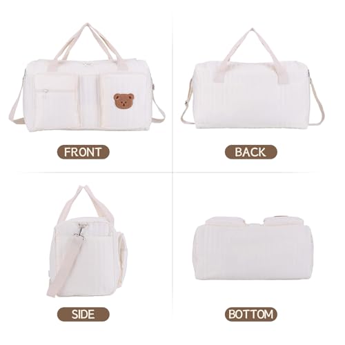 ALINUOYQ Quilted Diaper Bag Tote Cute Large Baby Bag for Mom, Hospital Bags for Labor Delivery, Weekender & Overnight Travel Duffel Bags for Women, Pañaleras para Bebe