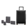 LEVEL8 Road Runner 20" Carry-On Luggage with Front Pocket plus 4 PC Organizer Packing Cubes - Black, 20-Inch Carry-On