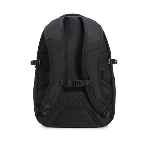 Amazon Basics Travel Laptop Backpack with Multiple Pockets and Compartments for 15.6 inch Laptop, Water Resistant, Spacious with Padded Shoulder Straps, Black