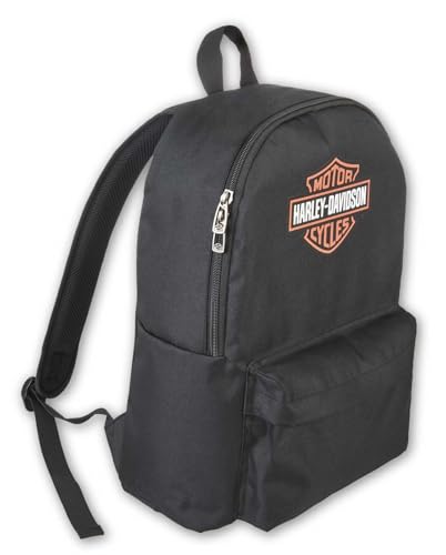 Harley-Davidson Bar & Shield Graphic Backpack w/Adjustable Straps - Black/Orange