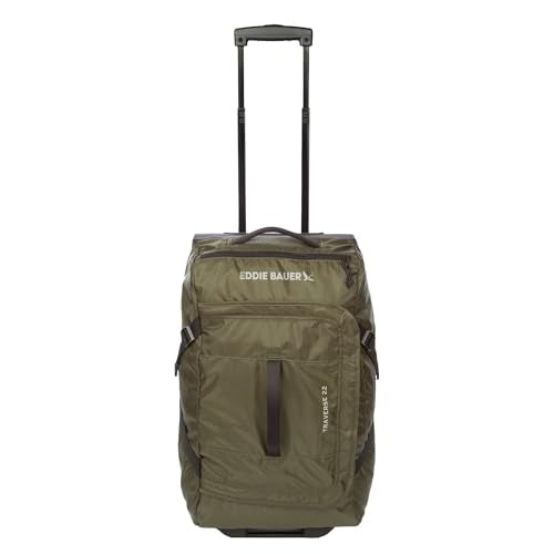 Eddie Bauer Traverse Luggage | Roller Wheels | Telescoping Handle | Travel | Vacation | Ripstop Nylon - Dark Loden, 22"