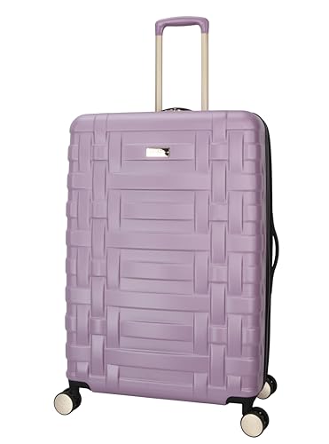 Jessica Simpson Taffeta 28" Expandable 8-Wheel Spinner Large Checked Luggage Suitcase, Dusty Orchid