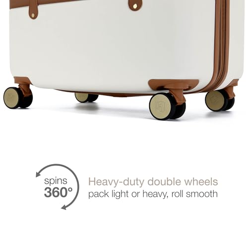 Badgley Mischka Grace 3 Piece Polycarbonate-ABS Expandable Retro Luggage Set (White)