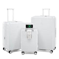 HanTrip Hard Shell Suitcases Expandable Travel Luggage Sets 3 Piece, Carry on and Check in 3 Piece Luggage Suitcase Sets with Spinner Wheels Cup Holder Charger Built in (White, 20/24/28)