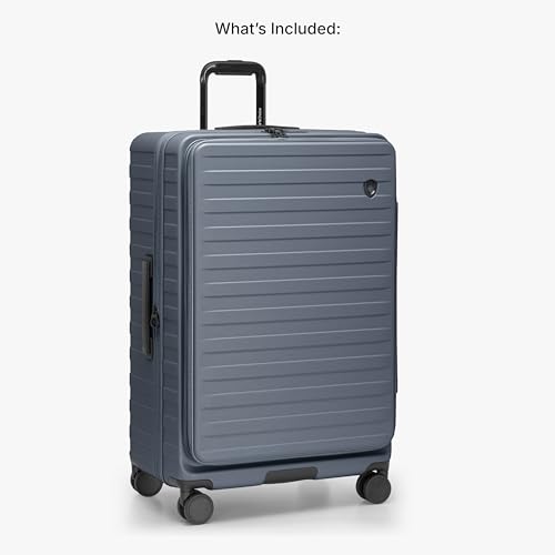Traveler's Choice Novia Top Opening Expandable Polycarbonate Luggage with Spinner Wheels, Slate Blue, 30-Inch Large