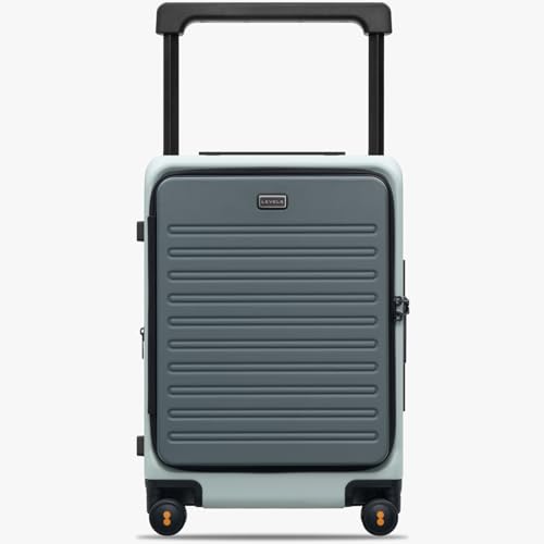 LEVEL8 Adventure Top Opening Carry on Luggage Airline Approved with Tsa Lock, 20 Inch Expandable Wide Handle Carry on Luggage, Top Lid Opening Hardshell Suitcases with Wheels for Men Women, Celadon