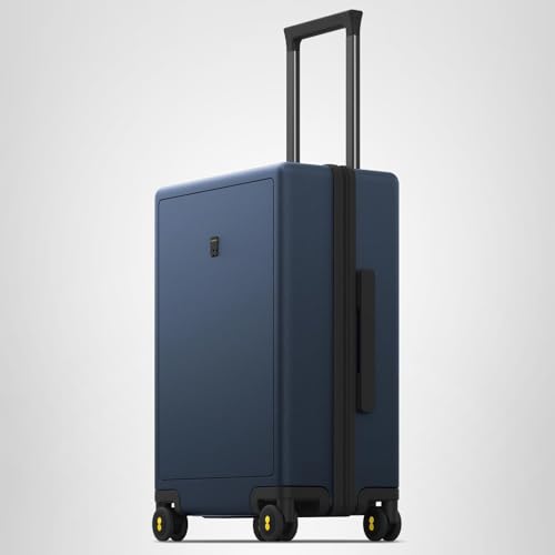 LEVEL8 Trunk Luggages, 28 Inch Luggage with Spinner Wheels, Luminous Textured Checked Large Hard Shell Lightweight with Tsa Lock, Navy