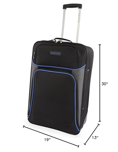 Nautica Seascape Collection 4pc Softside Luggage Set, Black/Blue